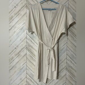 NWOT ASOS elegant off white linen blend wrap dress